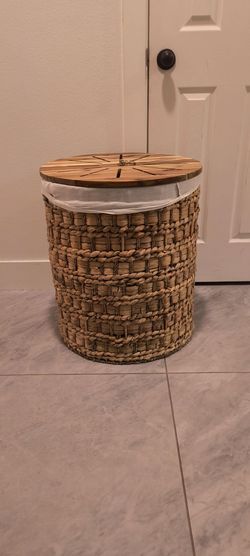 Woven & Wood Laundry Hamper Basket