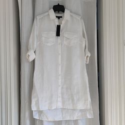 Banana Republic White Linen Button Up Dress - Size 6