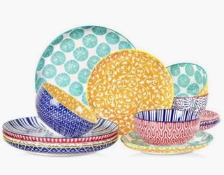 Selamica Ceramic Plates and Bowls Sets,12 Pieces Dinnerware Sets for 4,Scratch Resistant Dish Set,Dishwasher & Microwave Safe, Assorted Colors $79.99