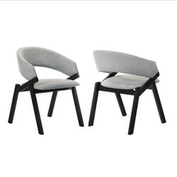 NEW - Set of 2 Armen Living Talulah Dining Chairs - Gray & Black Wood