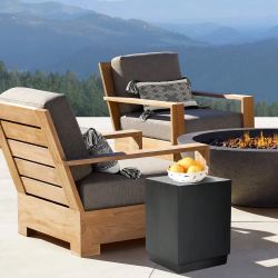 Gray Concrete Indoor Outdoor Square Side and End Table,OF1283