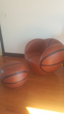 Football leather swivel chair with ottoman