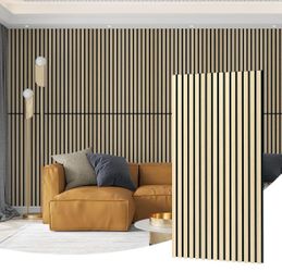 Wood Slat Wall Panel, 48" x 24" Wood Panels for Wall, 3D Soundproof Wall Panels,