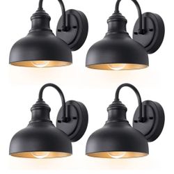 7" Outdoor Gooseneck Exterior Light Fixture with Brass, 4 Pack