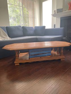 FREE Solid Oak Coffee Table Octagonal Top w Lower Shelf