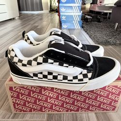 Men's Vans Knu Skool Casual Shoes Sneakers- Checkerboard Black White - Size 11.5