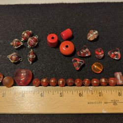 29 Orange Hand Blown Lampwork Glass Beads 