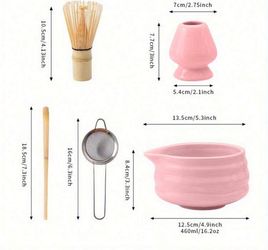 Pink Matcha Tea Set with Bamboo Whisk