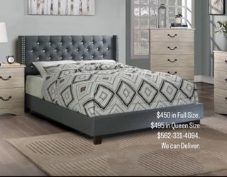 Queen Gray New Beds With Nice Mattress.