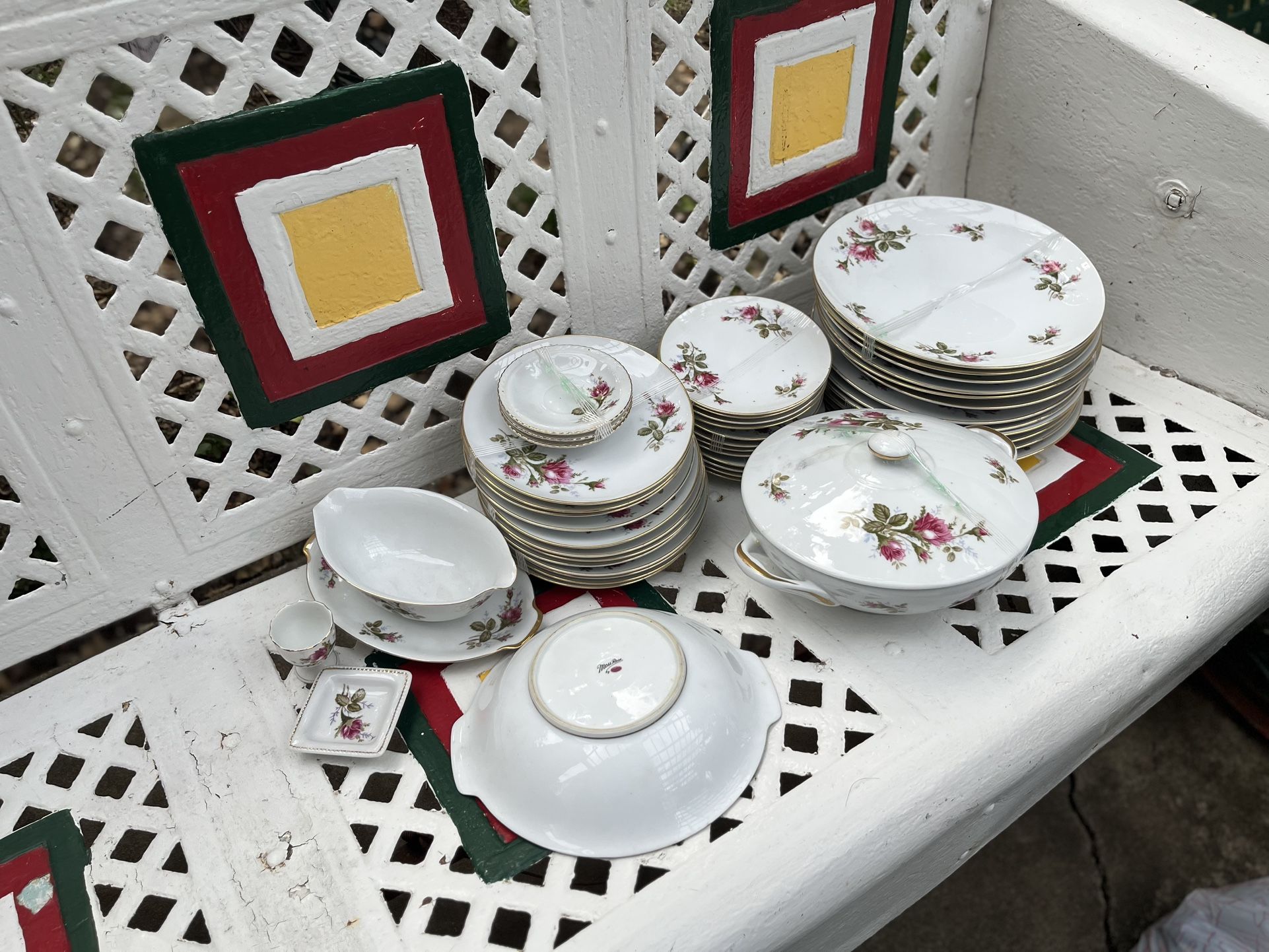 Moss Rose China Japan 12 plates 12 saucers 12 salad , bowels please see photo $129 / obo