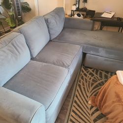 FREE Living Spaces Microfiber Couch With Reversible Chaise