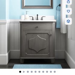  Allen and Roth Whitney 30 Inch Vanity with White Carrera Stone Top and Undermount Sink 