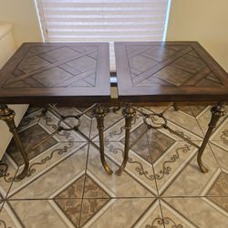 ✧ Timeless Wood & Metal Side Tables – Set of 2