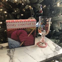 Hand Painted Glass Cup And Cozy Crochet Kit 