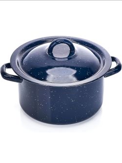 IMUSA USA C20(contact info removed)810W Speckled Enamel Stock Pot with Lid, 4 Quart, Blue
