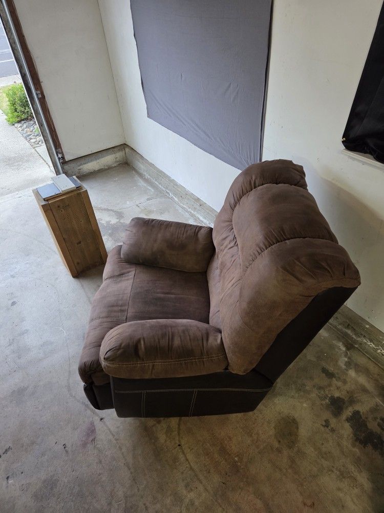Microfiber And Leather Recliner