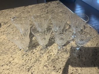 Set Of 8 Lead Crystal Dessert Wine Glasses