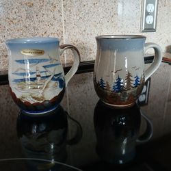 Vintage Otagiri Stoneware Pottery Coffee Mug Cup Ducks Birds Scene Mug Japan VTG