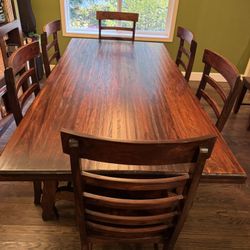Solid wood dining room table with 8 chairs and custom fit heat-proof table pads, $695 OBO