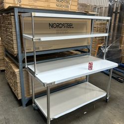 Brand New Stainless Steel Work Tables With Extra Storage On Top