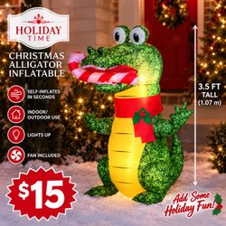 3.5 FT Christmas Alligator Inflatable