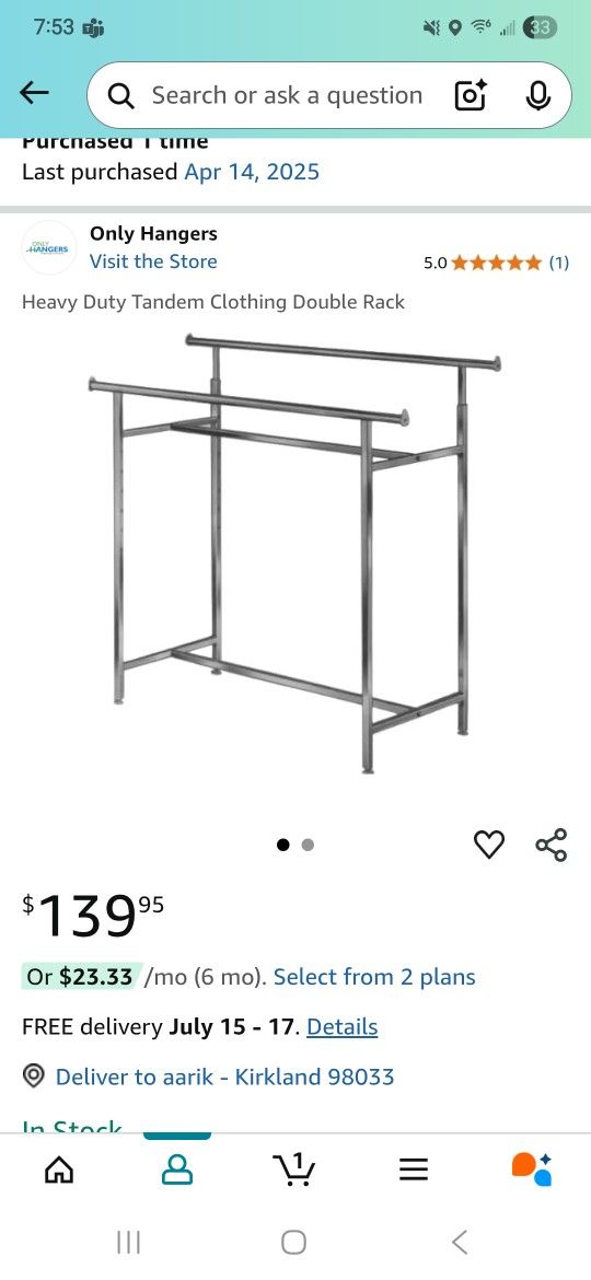 Heavy Duty Tandem Clothing Rack