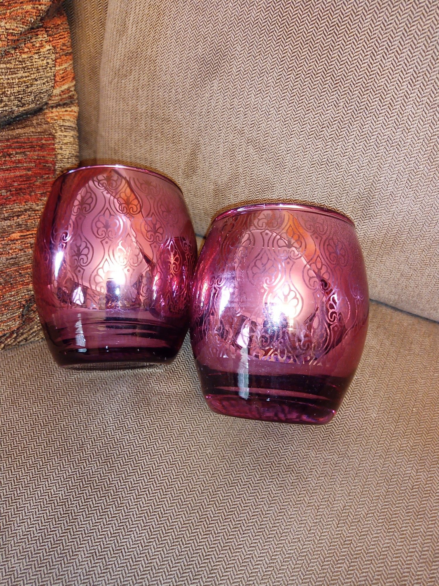 Set of 2 metallic mercury candle holders