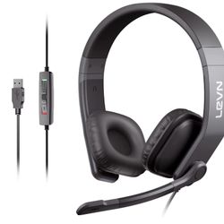 New Wired Headset, USB Headset with Microphone for PC with Noise Cancelling