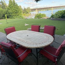  Luxury Designer Stone Patio Dining Set from a Waterfront Home