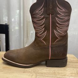Ariat Kids Brown Pink     Square Toe Cowboy Boots 