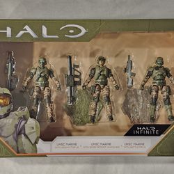 HALO INFINITE UNSC MARINES 3 FIGURES 9 PIECE SET.