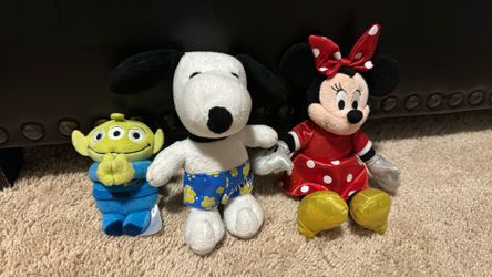 Snoopy in Swimming Shorts , Minnie Mouse , Alien/ Little Green Man (Toy Story) Small Plushies, $2 Each, $5 Together