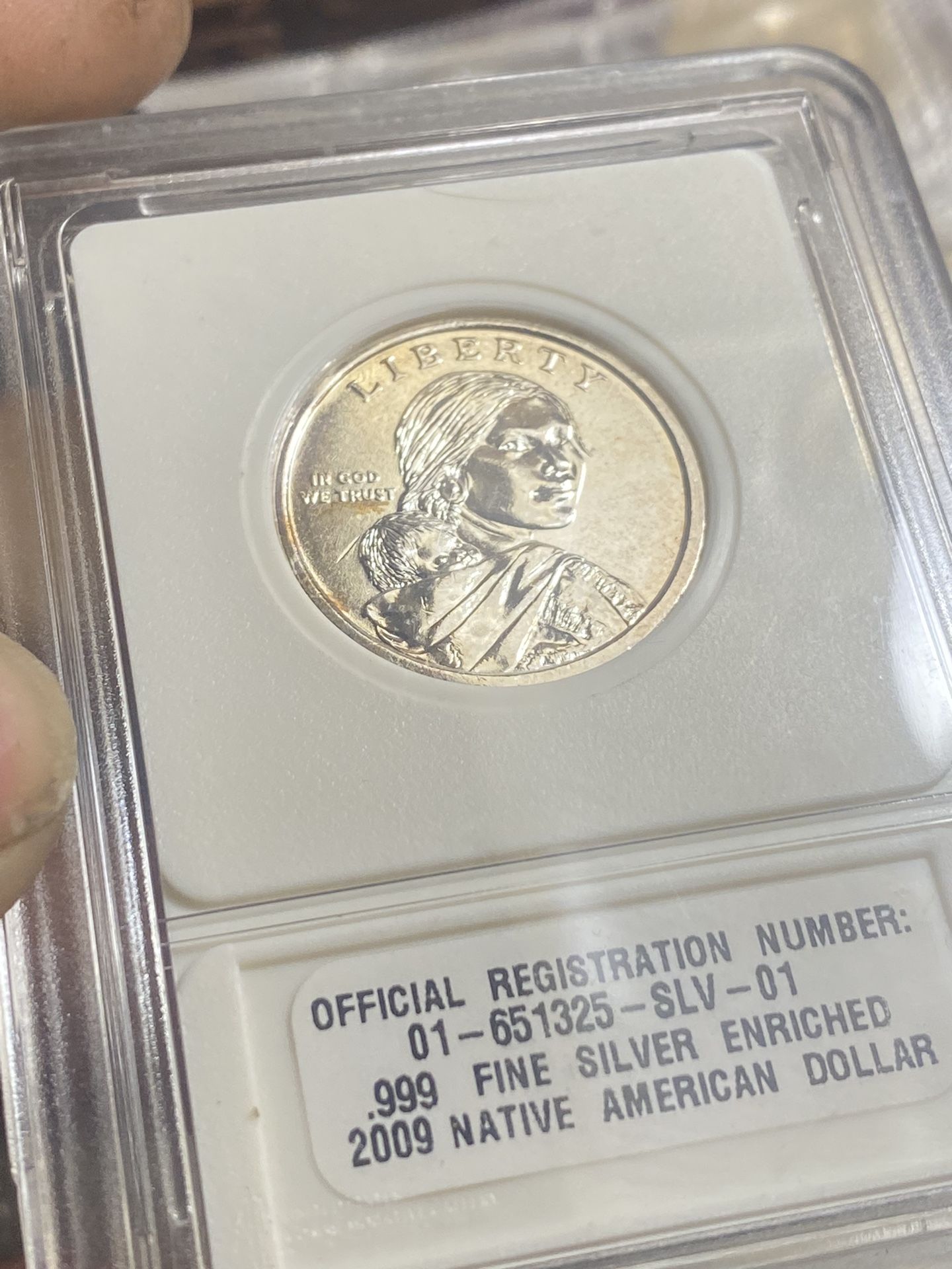 .999 fine silver enriched 2009 Native American dollar