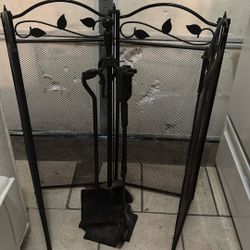 Decoración Para Chimenea, Con Escobera,Pala Y Tenazas, En Mesquite, Texas, $ 30 Dlls