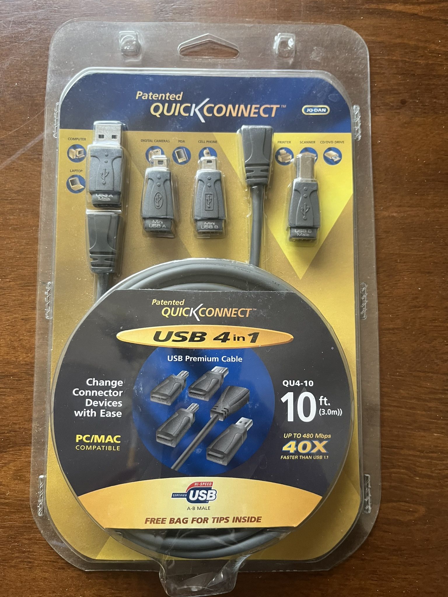 Brand new 4-in-1 USB cable set by Quick Connect! โ๏ธ 6ft cable length โ๏ธ 24 karat gold-plated connectors โ๏ธ Supports USB-C, Lightning, and Micro USB โ๏ธ