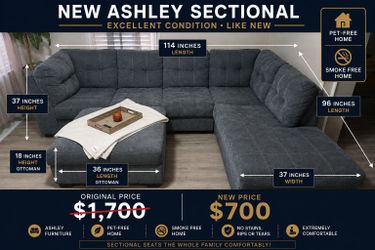 Ashley Sectional with Matching Ottoman – Excellent Condition $700