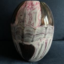 Art Glass Heavy Multicolored Vase Pink, Brown, Hint Of Gray, Green