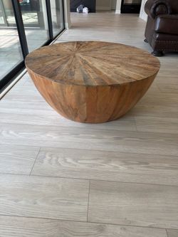 Large Round Solid Wood Coffee Table