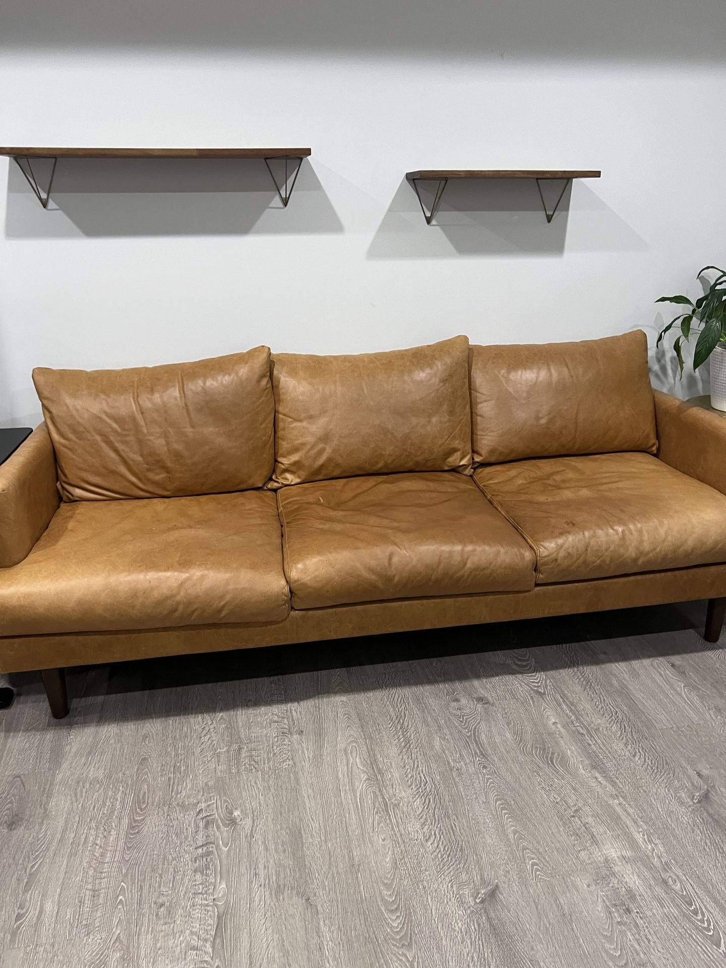 Poly & Bark Cognac Leather Couch