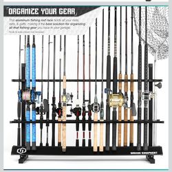Savior Equipment Fishing Rod Rack Holder Organizer, 24-48 Slots to Hold Fresh Salt Water Spinning Rods & Reel Combo, Lightweight Aluminum Vertical Fis