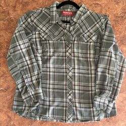 Simms Fishing Plaid Long Sleeve Shirt Women's Size XL Green Lined 40781