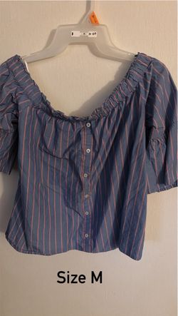 Off-the-Shoulder Striped Blouse - Size Medium