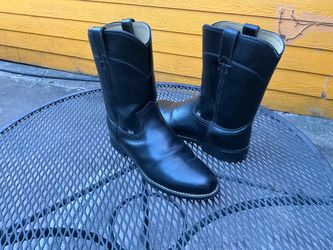 Black Leather Western Cowboy Justin boots size 9EE