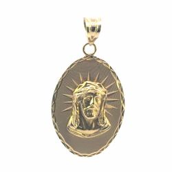 Men’s or Woman’s 10k Yellow Gold Oval Jesus Face Charm Pendant for Necklace GP3124022
