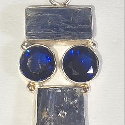 Natural Sapphire Silver Pendant