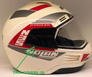 Vintage 1987 NOLAN N35 Jet Stream Wing Helmet, side pivot covers.