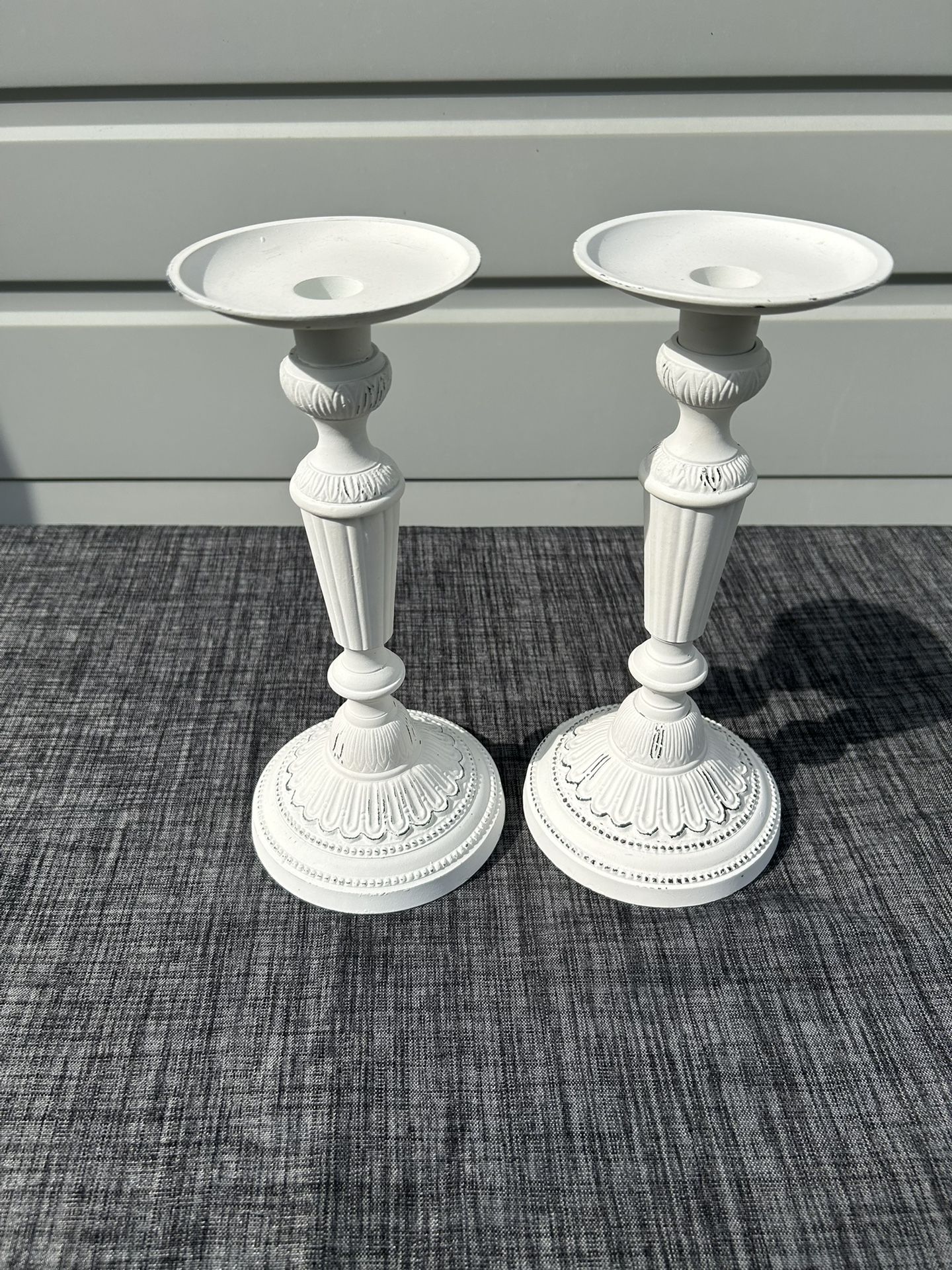 White Metal Candle Holders