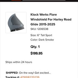 Klock Werks 6" Flare Smoke Windshield Road Glide