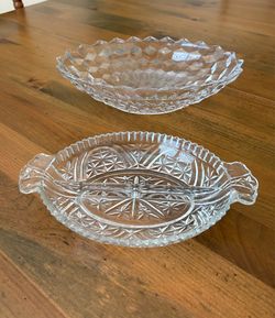 Beautiful Clear Glass Bowl and Vintage Relish Dish