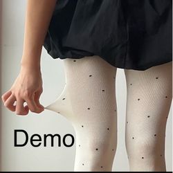 Moody Mumu White Polka Dots Cotton Tights